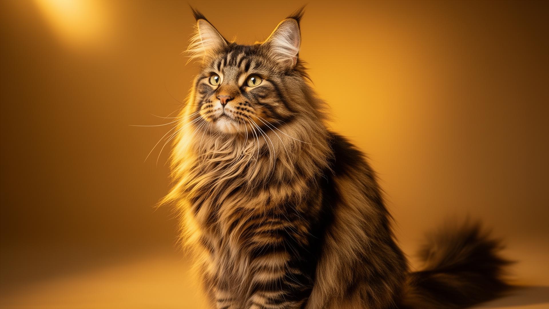 A majestic Maine Coon cat sitting gracefully